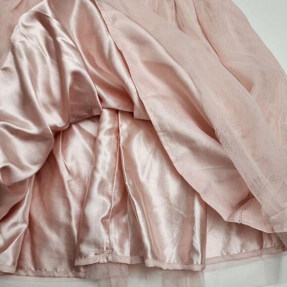 Girls Formal Elegant Pink & Gold Embroidered Fancy Valentine's Day Dress Size 10 - Picture 4 of 9